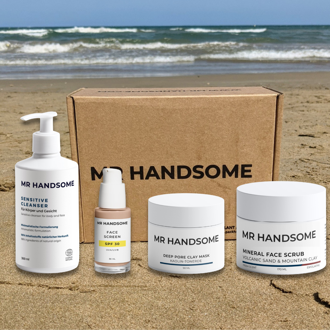 Handsome Summer Essentials | Reiniger + Sonnenschutz + Maske + Peeling + Mystery Geschenk