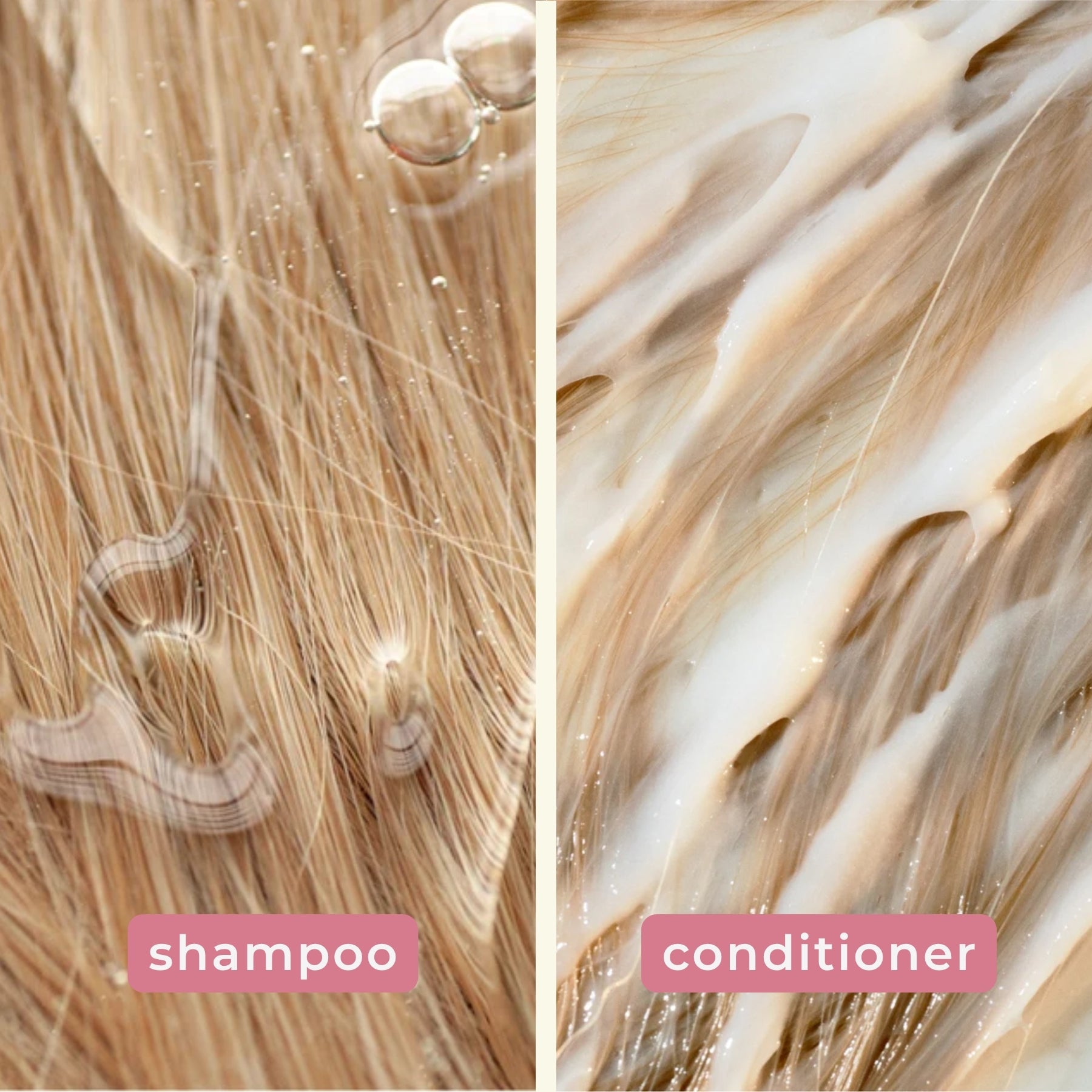 Close-up texture images of the glossy mirror shampoo and conditioner by MR HANDSOME FOR HER