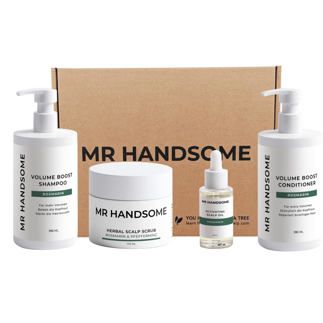 Kopfhautroutine für Männer hilft gegen Schuppen, spendet Volumen und unterstützt das Haarwachstum