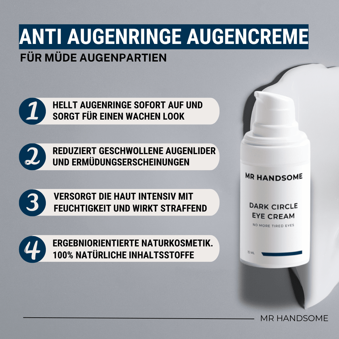 Eigenschaften der Augencreme gegen Augenringe für Männer