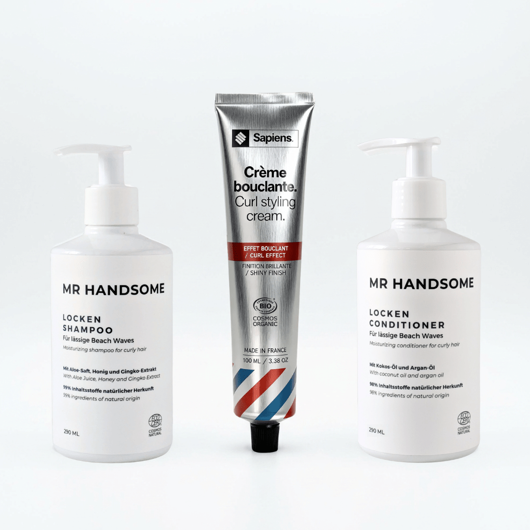 Dreiteiliges Locken-Set für Männer mit Locken-Shampoo, Locken-Conditioner und Locken-Creme