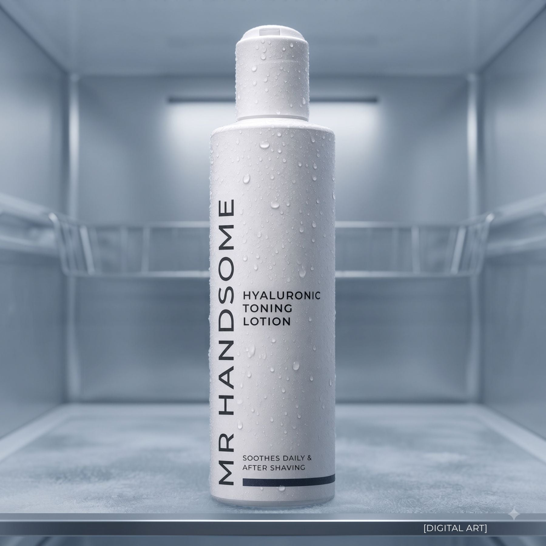 Hyaluronic Toning Lotion by MR HANDSOME chilled in a fridge