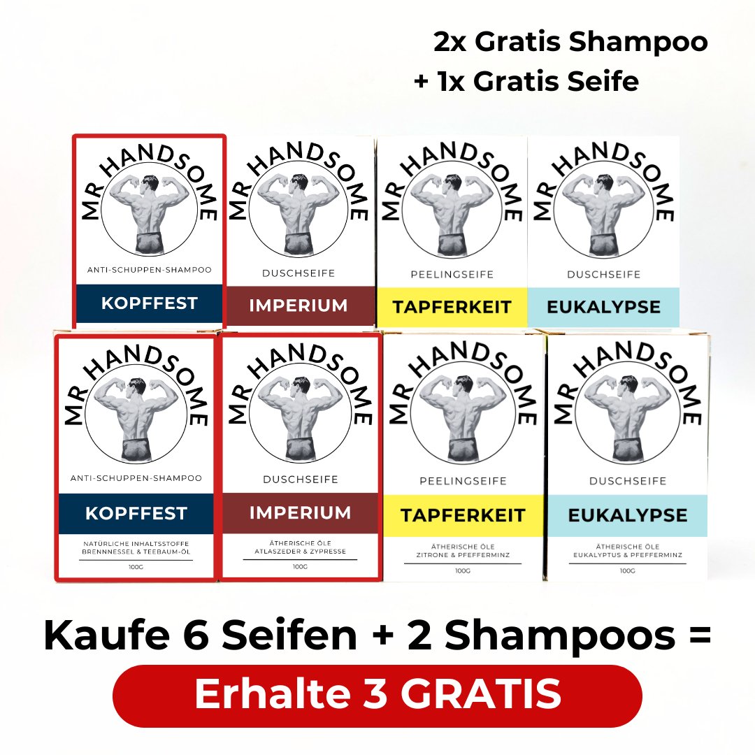 Mr Handsome Refill-Set mit 6 Seifen und 2 Shampoos als Black Friday Special