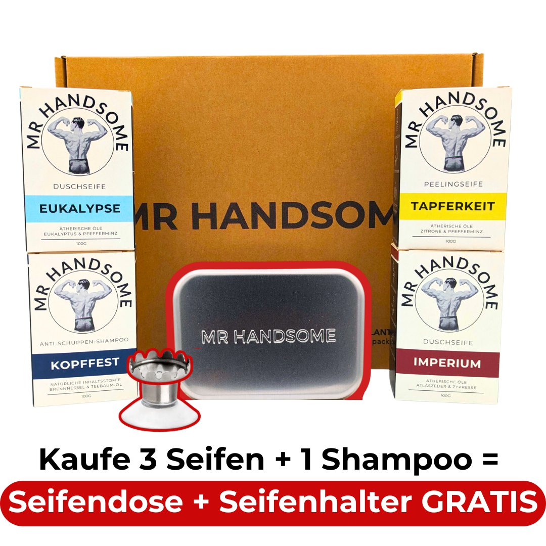 Mr Handsome Seifenkiste mit Gratis-Seifendose + Graits-Seifenhalter