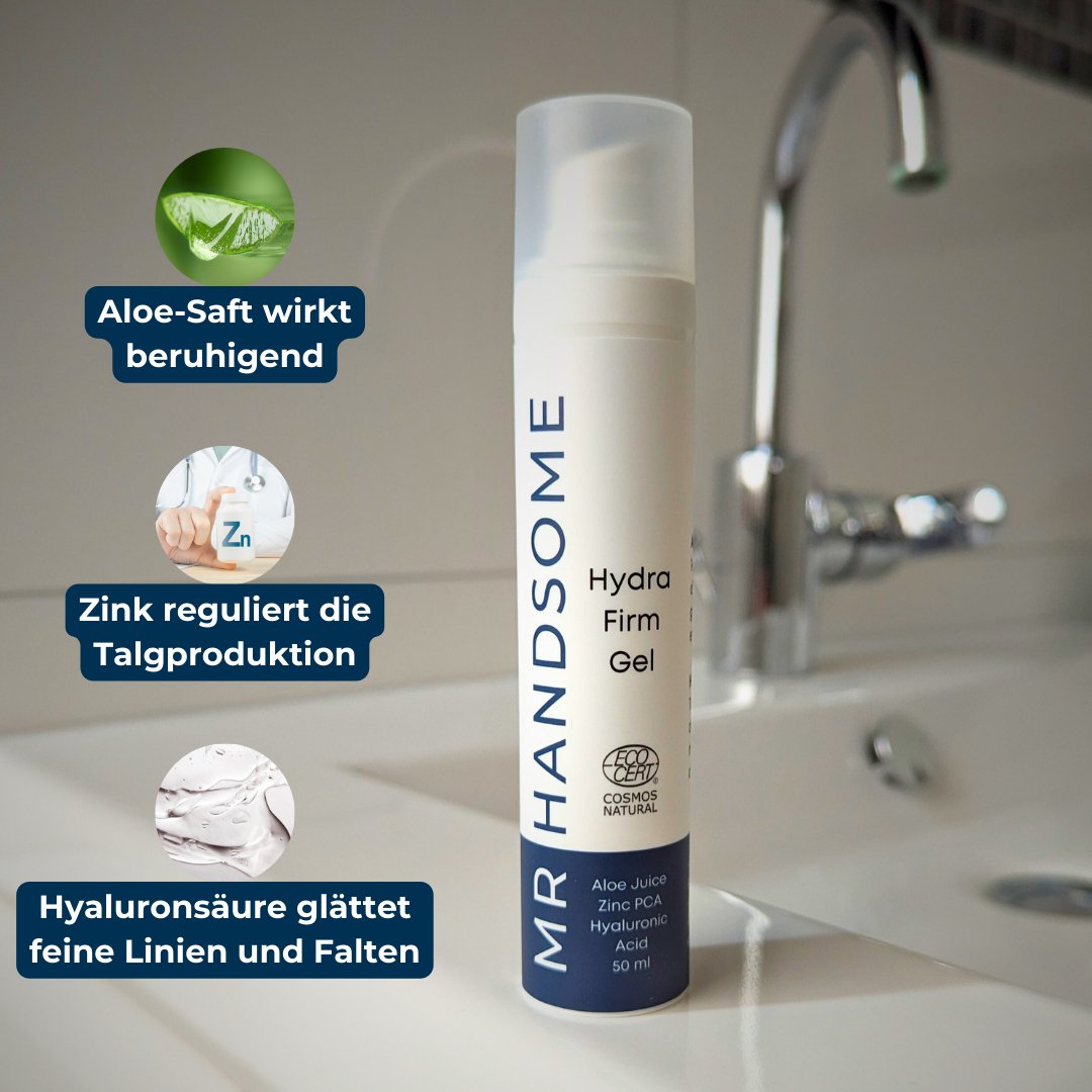 Mr Handsome Hydra Firm Gel mit Aloe-Saft, Zink und Hyaluronsäure