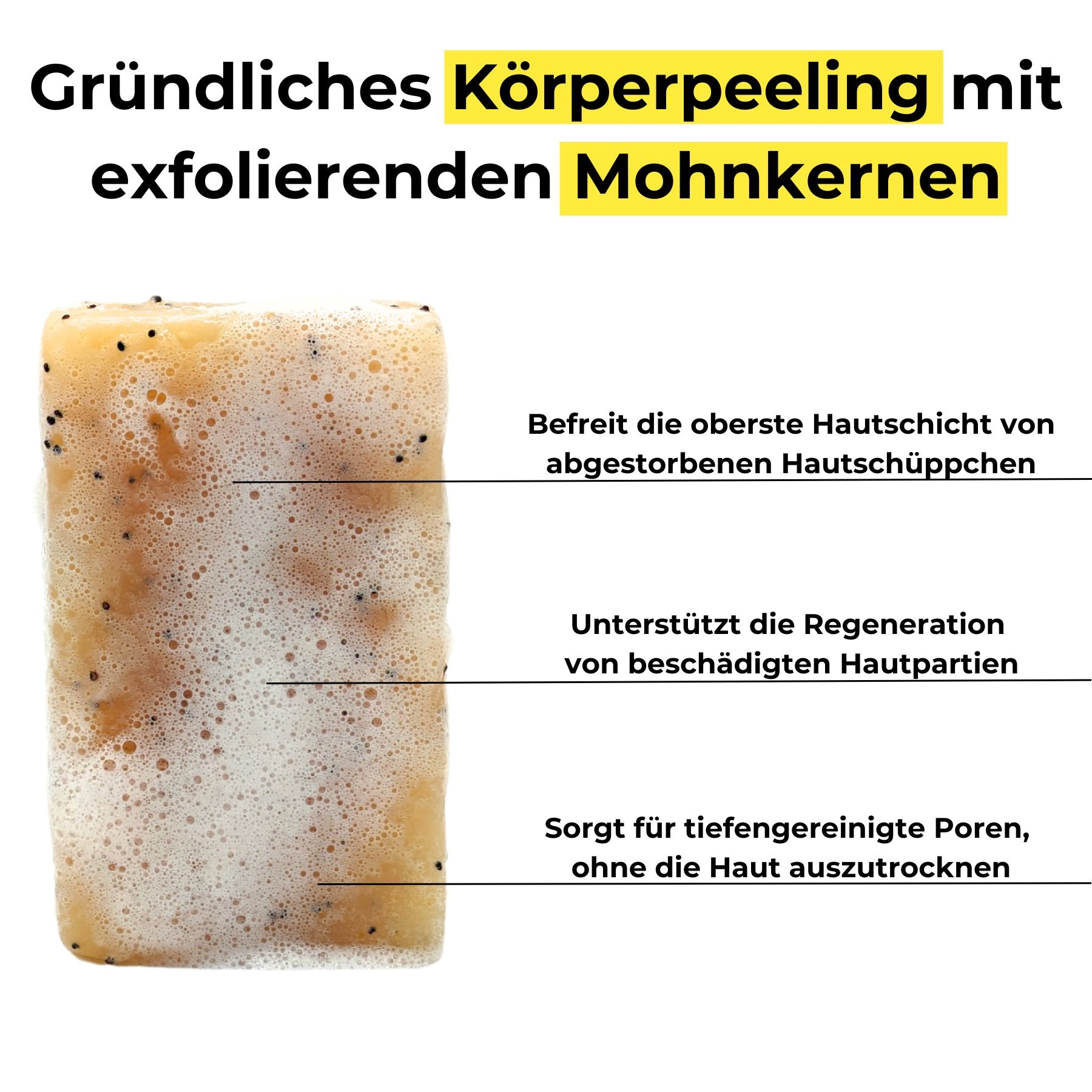 Infografik mit den Vorteilen der Tapferkeit Peelingseife