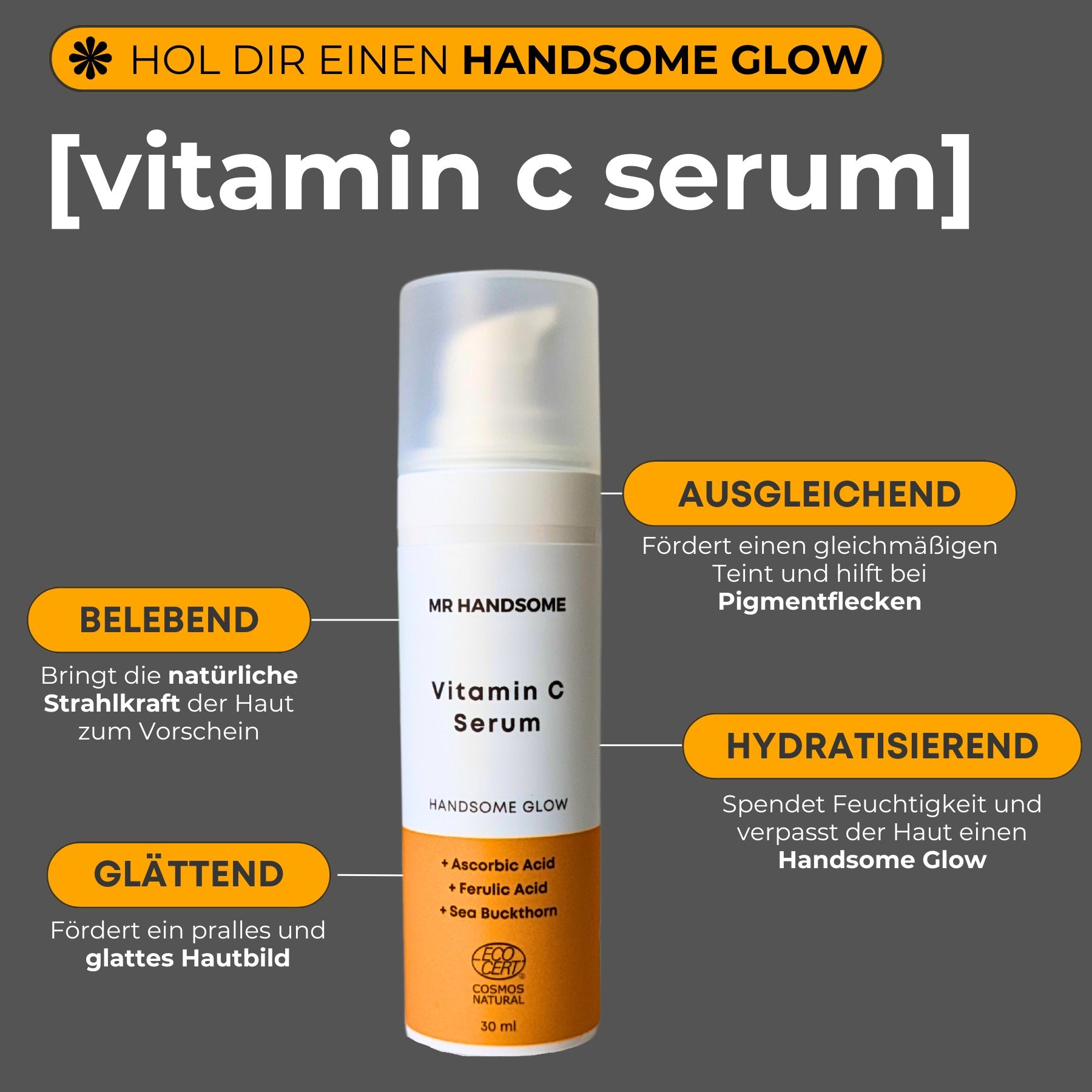 Pflegewitrkung von dem Vitamin C Serum für Männer von Mr Handsome